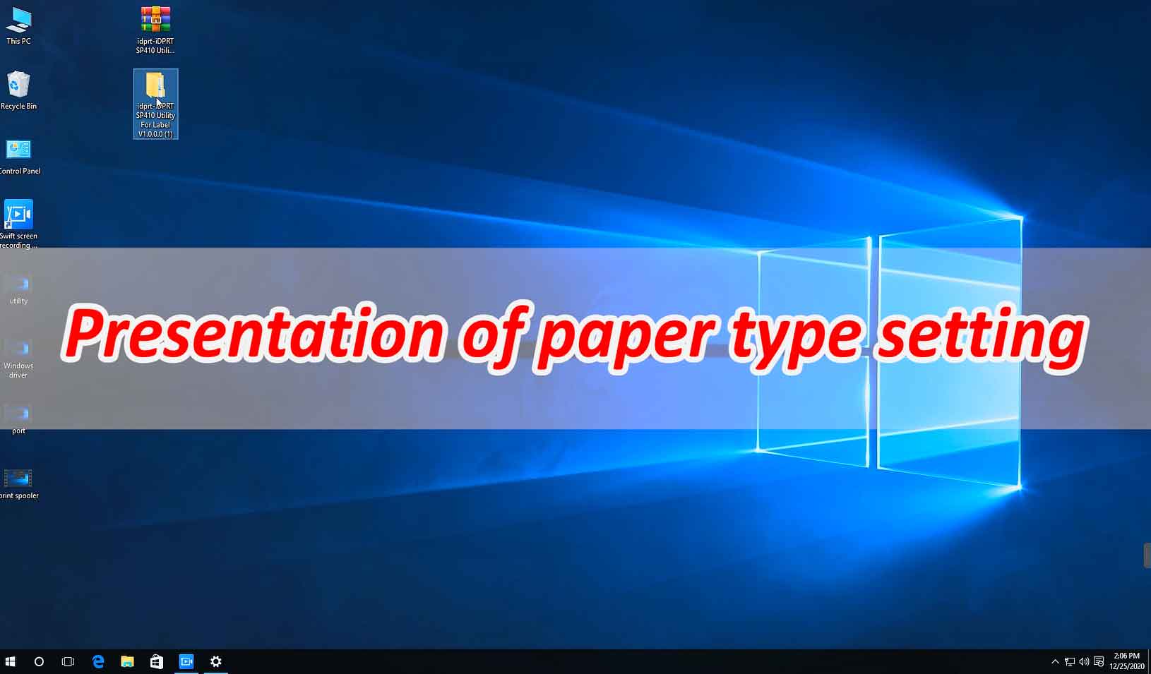 iDPRT SP410 label printer paper type setting instruction