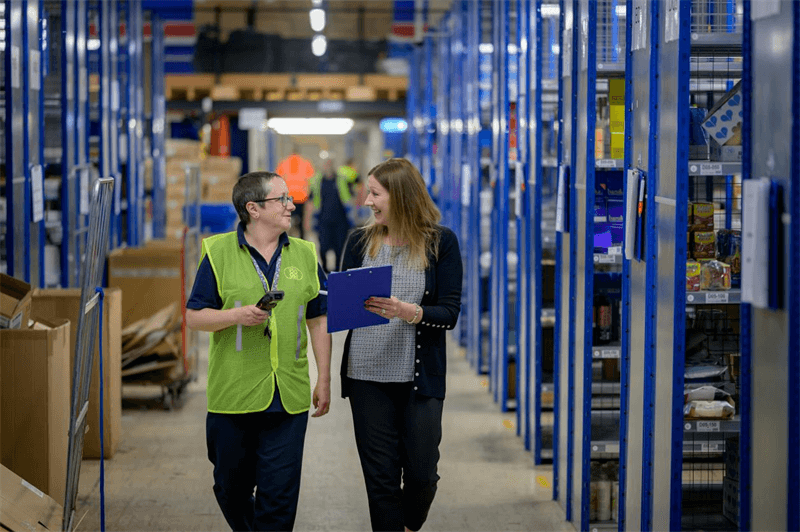 Warehouse worker using barcode scanner