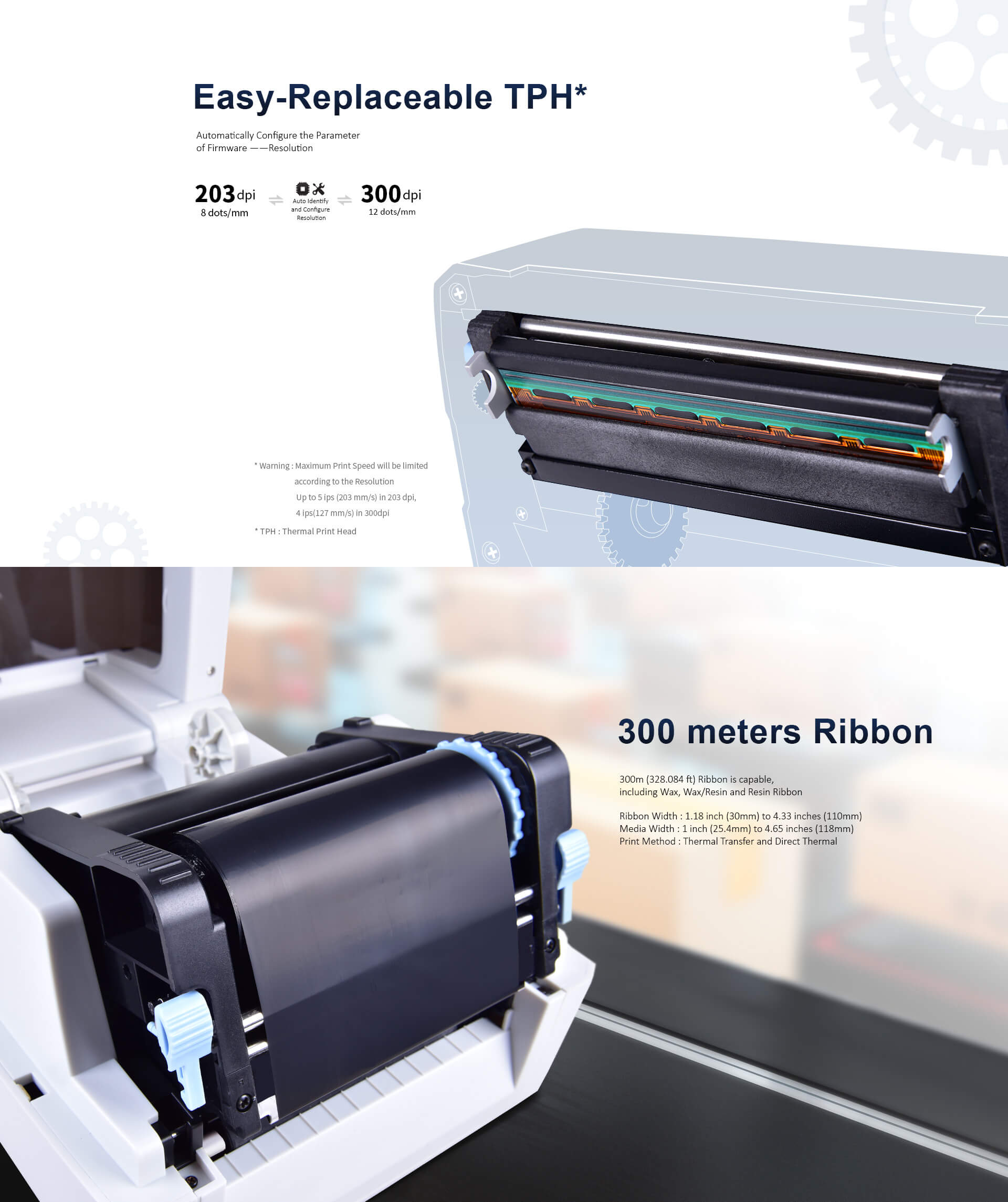 300m ribbon barcode label printer iT4E